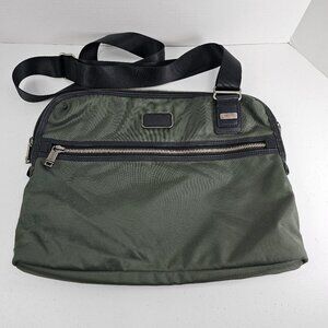 TUMI Crossbody Shoulder Bag Unisex Olive Green With Orange interior and Tag